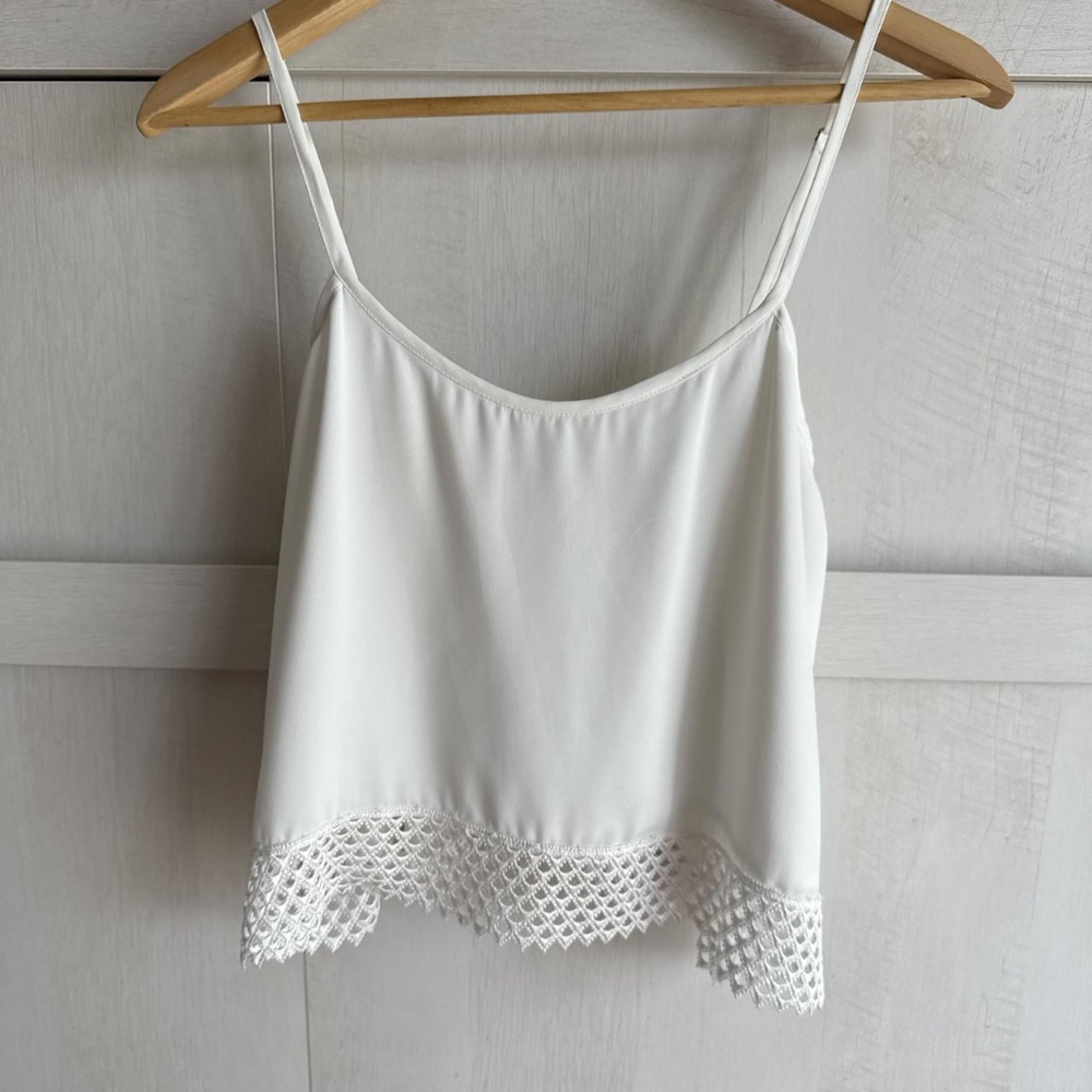Show Me Your Mumu White Tank with Crochet Lace